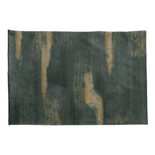Abstracte Soft Hues Deep Green & Gold Kussensloop (Achterkant-Rechts)
