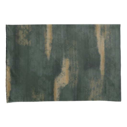 Abstracte Soft Hues Deep Green & Gold Kussensloop (Voorkant-Rechts)