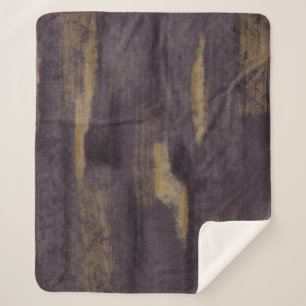 Abstracte Soft Hues Deep Plum & Gold Sherpa Deken