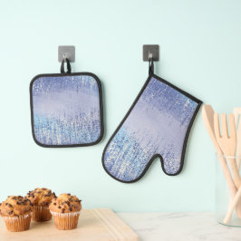 Abstracte spatader ovenwant en pannenlap set