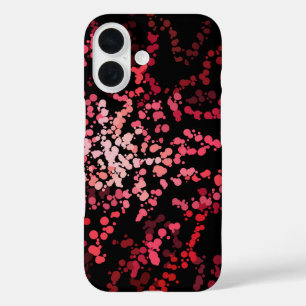 Abstracte spatdeeltjes in tinten roze en rood patr iPhone 16 hoesje