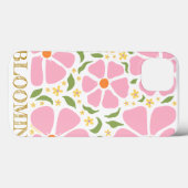 Abstracte speelse roze bloemen Case-Mate iPhone case (Achterkant (horizontaal))