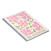 Abstracte speelse roze bloemen notitieboek (Rechterzijde)