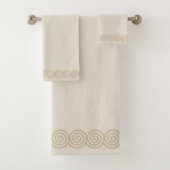 Abstracte spiraalcirkels op licht zand beige weg T Bad Handdoek (Insitu)