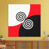 Abstracte spiraalcirkels op zwart-wit canvas afdruk (Insitu (Woonkamer))