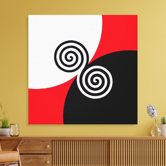 Abstracte spiraalcirkels op zwart-wit canvas afdruk (Insitu (Woonkamer))