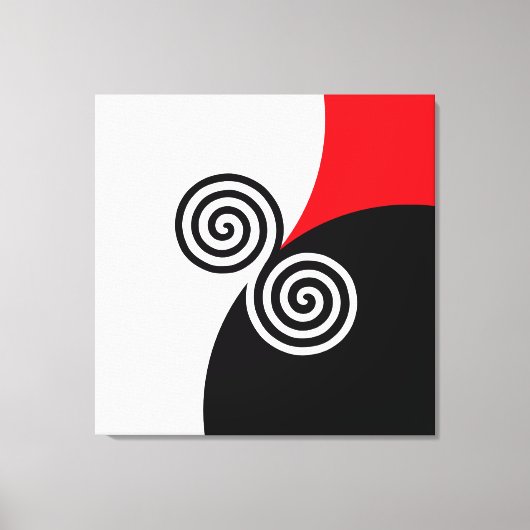 Abstracte spiraalcirkels op zwart-wit canvas afdruk (Voorkant)