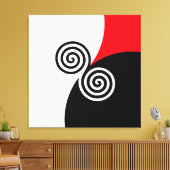 Abstracte spiraalcirkels op zwart-wit canvas afdruk (Insitu (Woonkamer))
