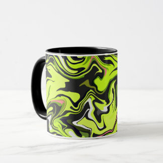 Abstracte spiraalontwerp met groen en zwart mok