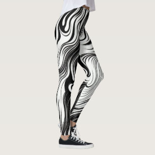 Abstracte spiraalvormig zwart-witzwembad leggings