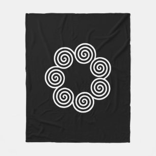 Abstracte spiraalvormige cirkels in zwart en wit fleece deken