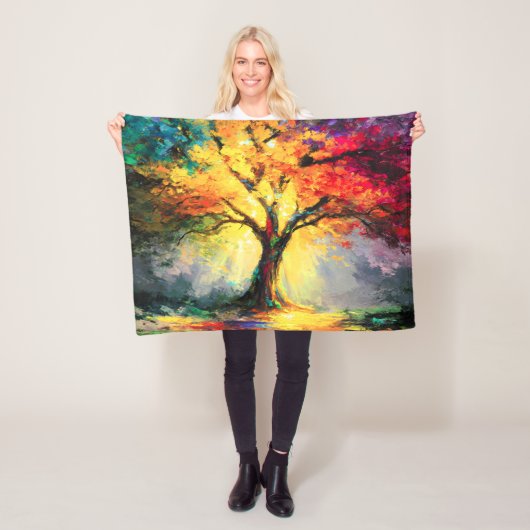 Abstracte Spirituele Natuur Levensboom Fleece Deken (In situ)
