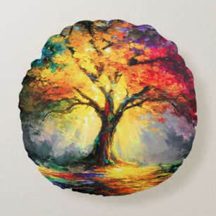 Abstracte Spirituele Natuur Levensboom Rond Kussen