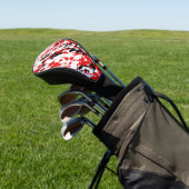 Abstracte Splash en Drip Red en Black Golfheadcover (Insitu)