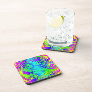 Abstracte Splashend regenboogvloeistof Bier Onderzetter