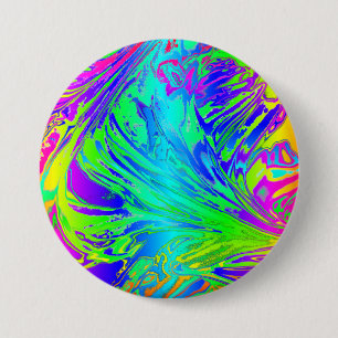Abstracte Splashing regenboogvloeistof Ronde Button 7,6 Cm