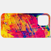 Abstracte Spletters Geel, Hete Roze, Blauw Aangepa Case-Mate iPhone Case (Achterkant (horizontaal))