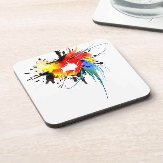 Abstracte Spletters van Wilde Parrot Paint Bier Onderzetter (Linkerzijde)