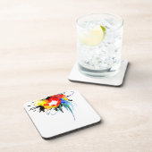 Abstracte Spletters van Wilde Parrot Paint Bier Onderzetter (Rechterzijde)