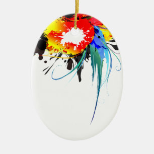 Abstracte Spletters van Wilde Parrot Paint Keramisch Ornament