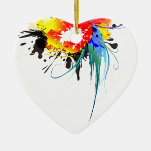 Abstracte Spletters van Wilde Parrot Paint Keramisch Ornament