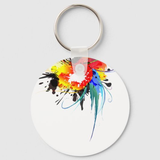 Abstracte Spletters van Wilde Parrot Paint Sleutelhanger (Voorkant)