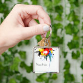 Abstracte Spletters van Wilde Parrot Paint Sleutelhanger (Hand)