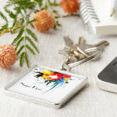 Abstracte Spletters van Wilde Parrot Paint Sleutelhanger (Zijkant)