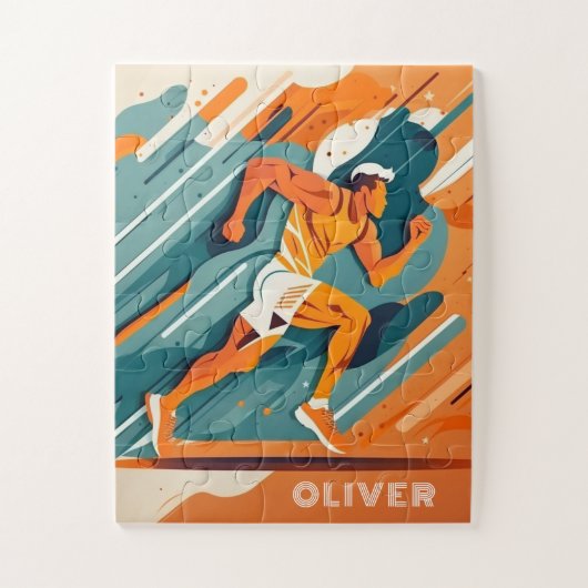 Abstracte sportjongen runner. Moderne uitvoering Legpuzzel (Verticaal)