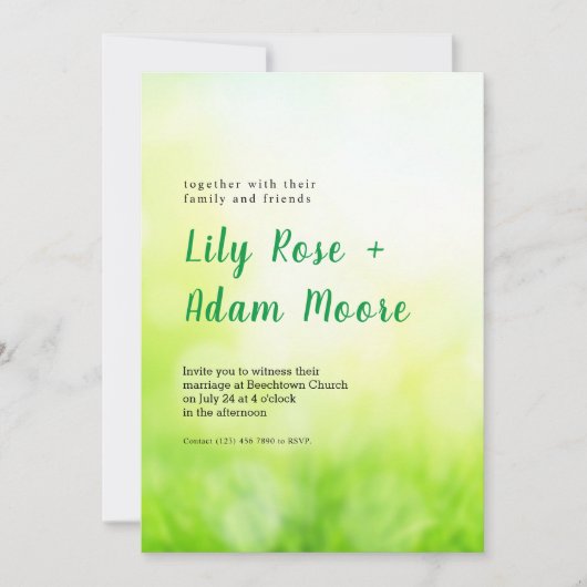 Abstracte Spring Green Meadow Wedding Invitation Kaart (Voorkant)
