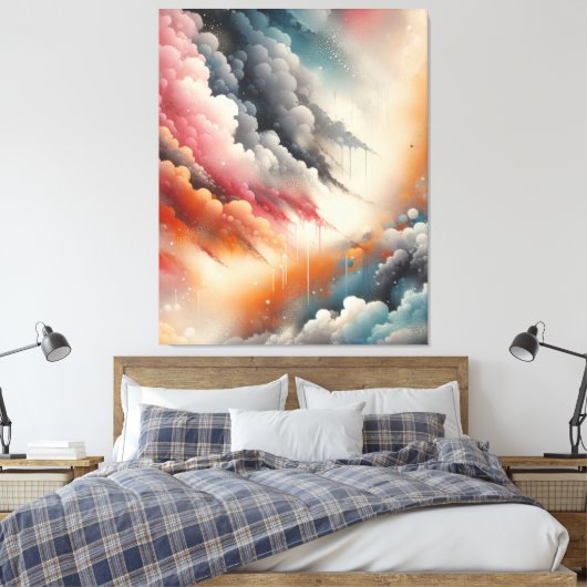 Abstracte spuitverf canvas afdruk (Insitu (Slaapkamer))