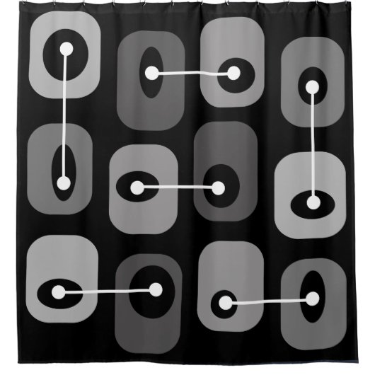 Abstracte Squishy Cubes Black Silver Douchegordijn (Voorkant)