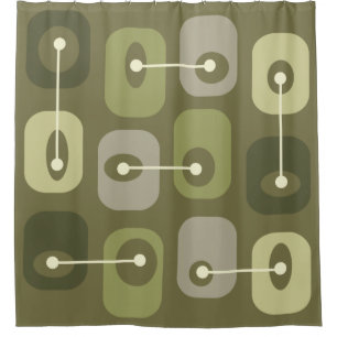 Abstracte Squishy Cubes Olive Green Douchegordijn