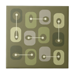 Abstracte Squishy Cubes Olive Green Tegeltje