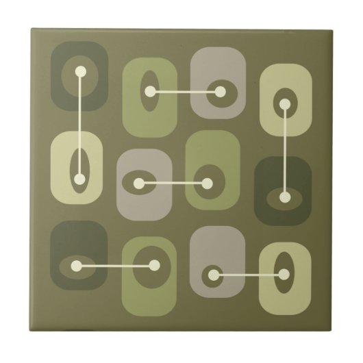 Abstracte Squishy Cubes Olive Green Tegeltje (Voorkant)