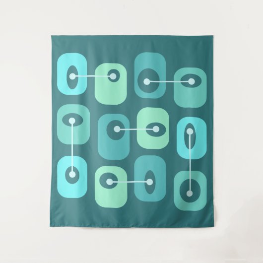 Abstracte Squishy Cubes Turquoise Wandkleed (Voorkant)