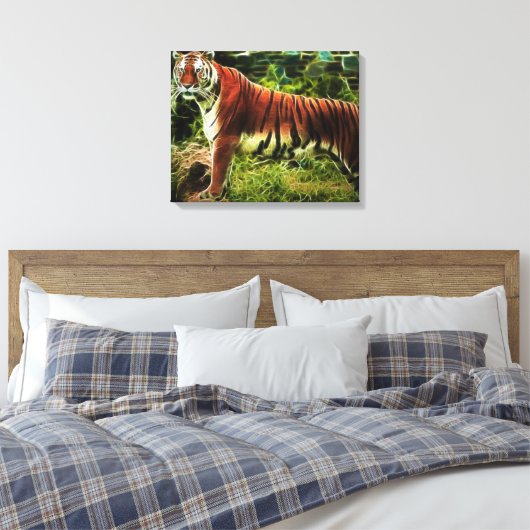 Abstracte staande tijger gewikkeld doek canvas afdruk (Insitu (Slaapkamer))