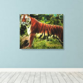 Abstracte staande tijger gewikkeld doek canvas afdruk (Insitu (Houten vloer))