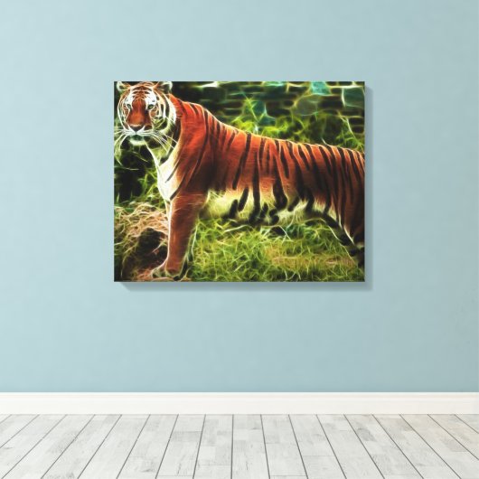 Abstracte staande tijger gewikkeld doek canvas afdruk (Insitu (Houten vloer))