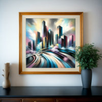 Abstracte stad gebouw harde pastel tekening V