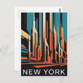 abstracte stad New York Briefkaart (Voorkant / Achterkant)