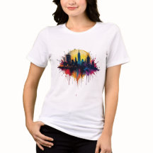 Abstracte stad splash t-shirt