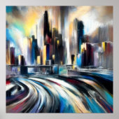 Abstracte Stadsbouw Hard Pastel Tekening II Poster (Voorkant)