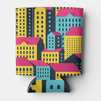 Abstracte stadsgebouwen Landschap Vintage Blikjeskoeler