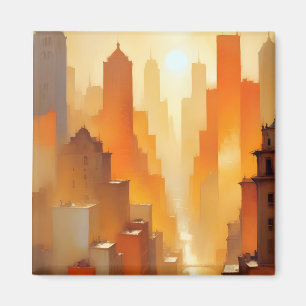 Abstracte stadsgezicht gebouwen Poster achtergrond Magneet