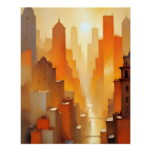 Abstracte stadsgezicht gebouwen Poster achtergrond Perfect Poster