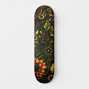 Abstracte stadskunst geïnspireerd Grunge zonnebloe Skateboard