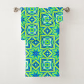 Abstracte Star Geometric - Lime Green en Blue Bad Handdoek (Insitu)