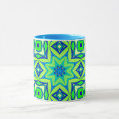 Abstracte Star Geometric - Lime Green en Blue Mok (Midden)