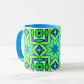Abstracte Star Geometric - Lime Green en Blue Mok (Voorkant links)